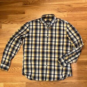 J. Crew Blue and Yellow Casual Button Down Shirt Classic Fit Size Large